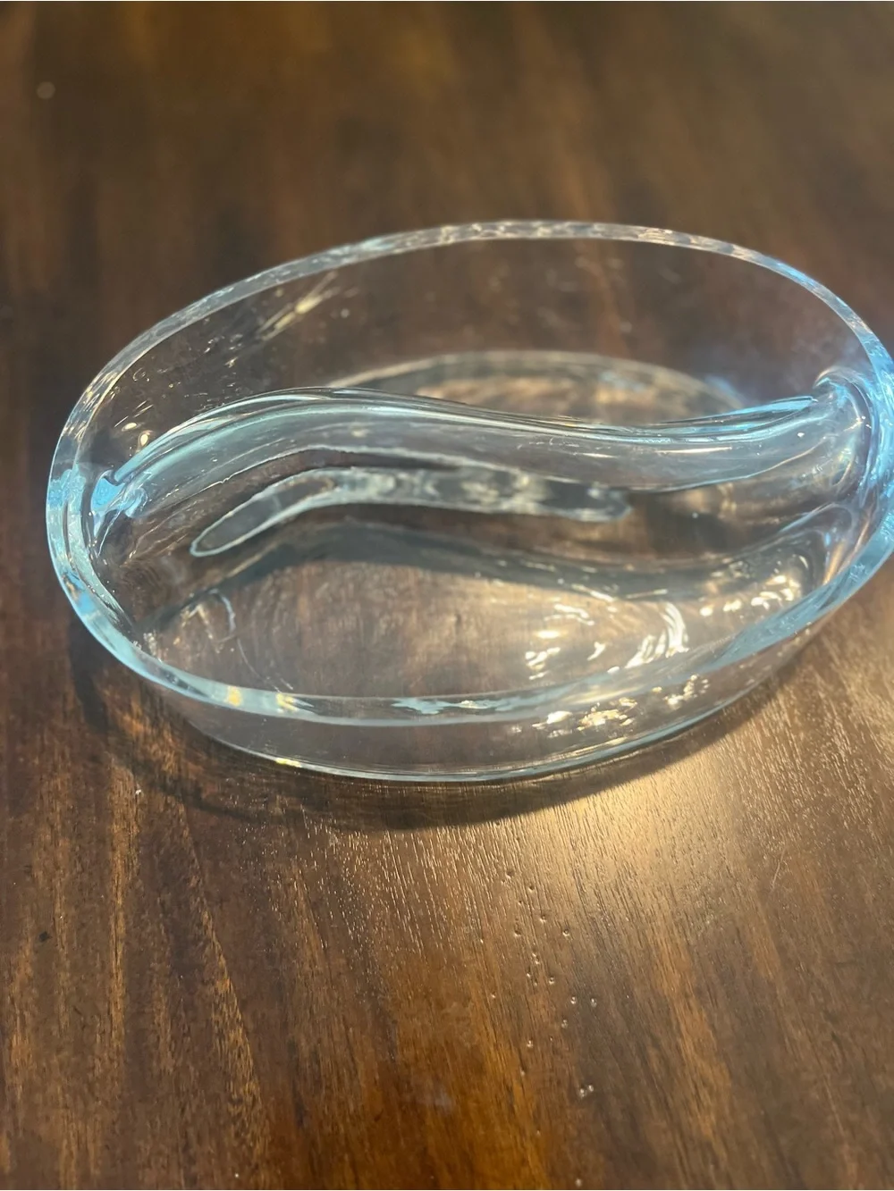 Clear Glass Decorative Dish with Curved Divider